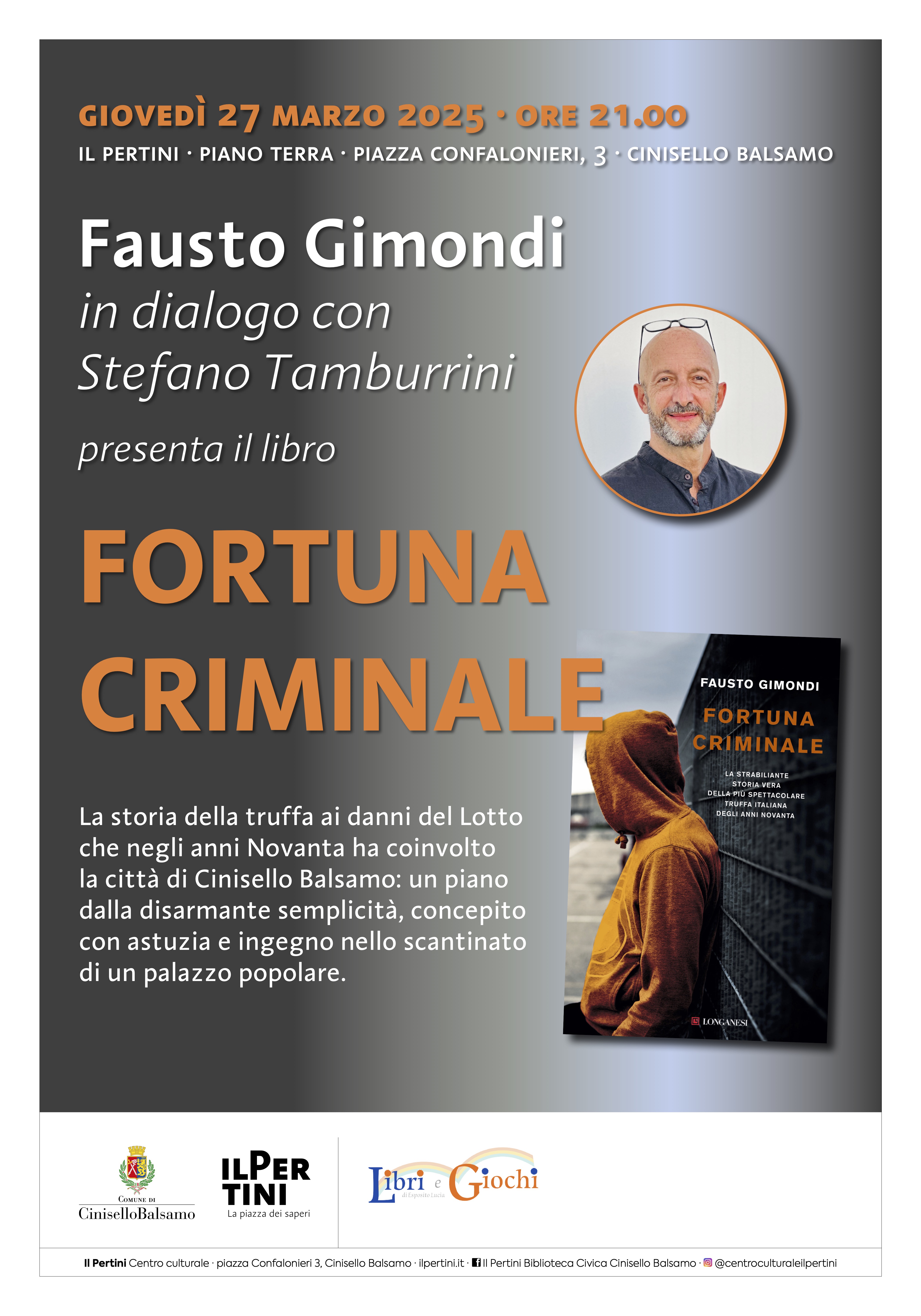 Locandina dell'incontro al Pertini di Cinisello Balsamo
